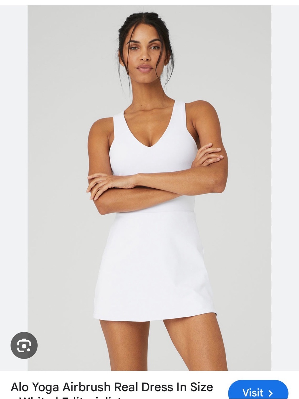 ALO Yoga White V‑Neck Airbrush Dress